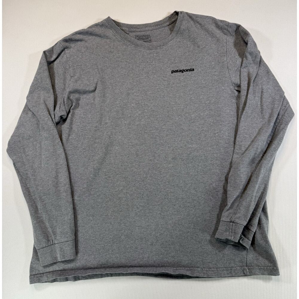 Patagonia Shirt Mens Large Gray Long Sleeve Responsibili-Tee P-6 Logo Graphic